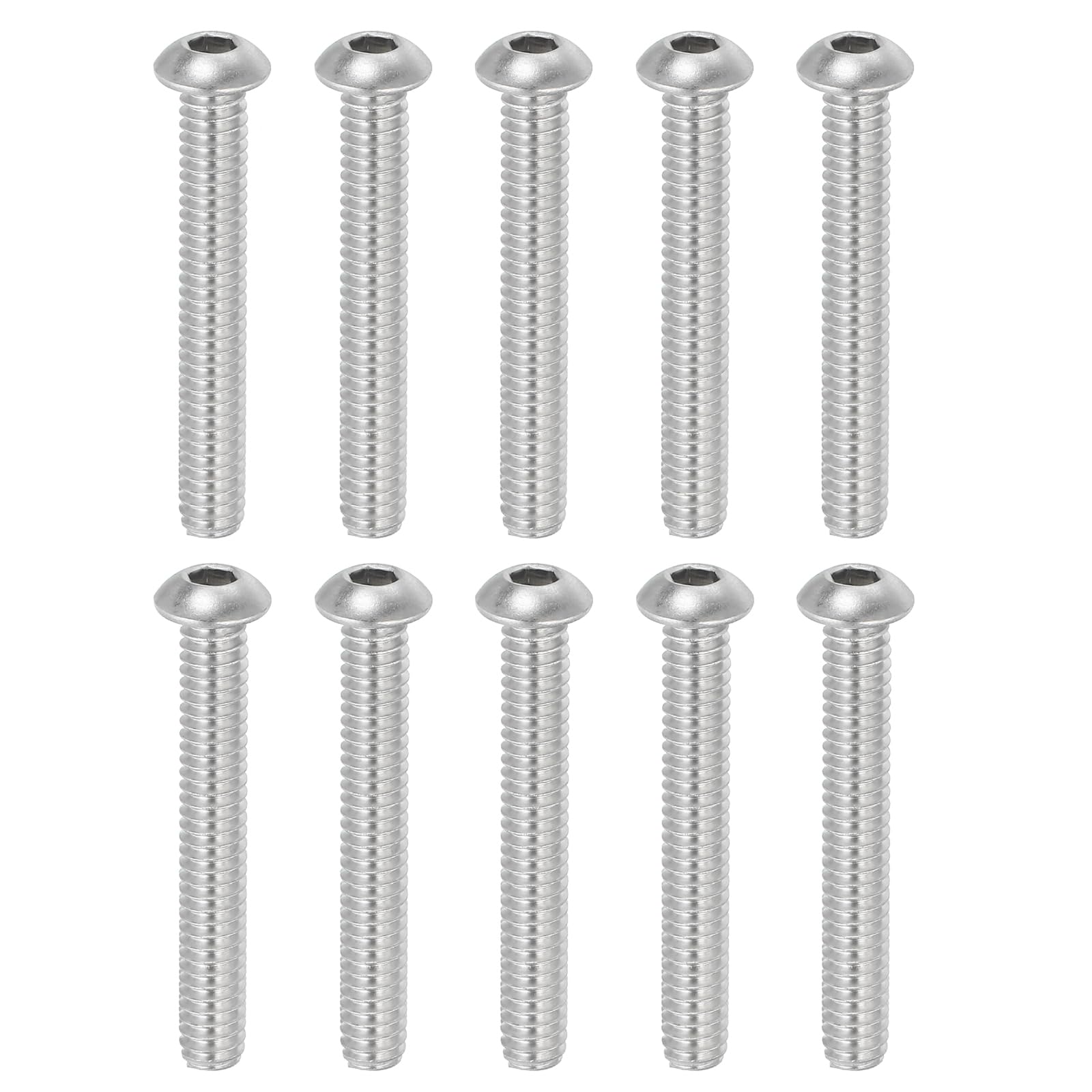 PATIKIL 1/4-20x1-7/8" Button Head Socket Cap Screws, 10 Pcs 304 Stainless Steel 18-8 Socket Cap Screw Bolts Allen Hex Drive Full Thread Fine Thread UNC
