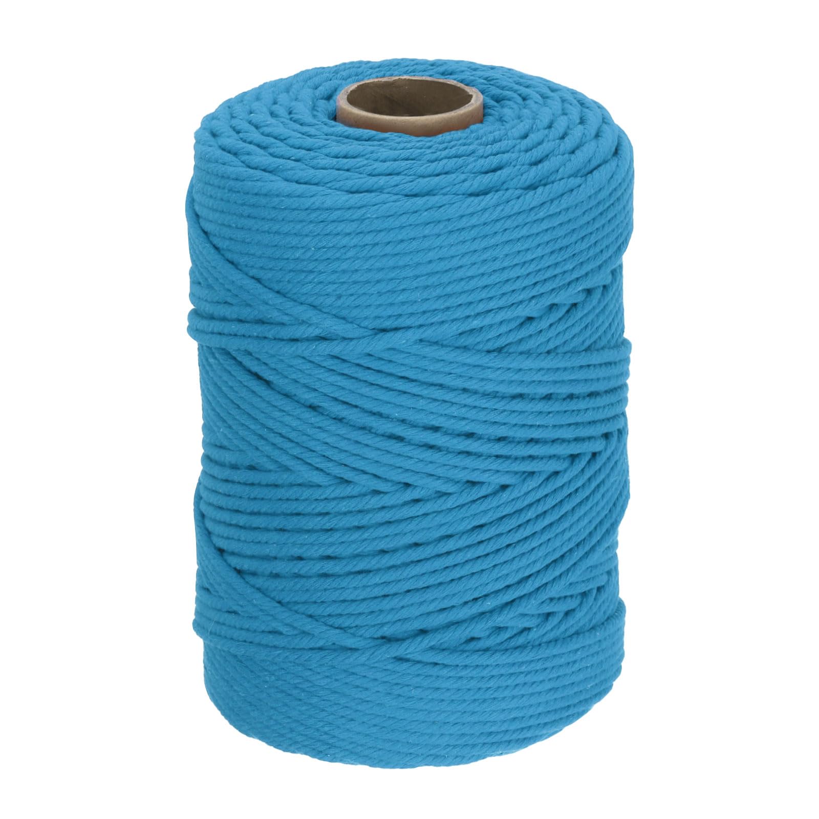 DMiotech 4mm x 220M (241 Yard) Bright Blue Natural Cotton Macrame Rope, Wall Hanging Handmade Single Strands Twisted Macrame Cotton Cord for Plant Hangers, Gift Wrapping Wedding