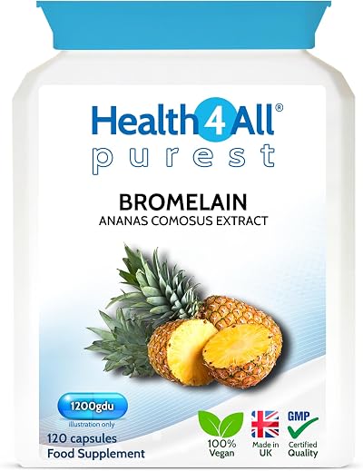 Health4All Bromelain 1200 GDU Capsule High Strength 120 Vegan UK Made