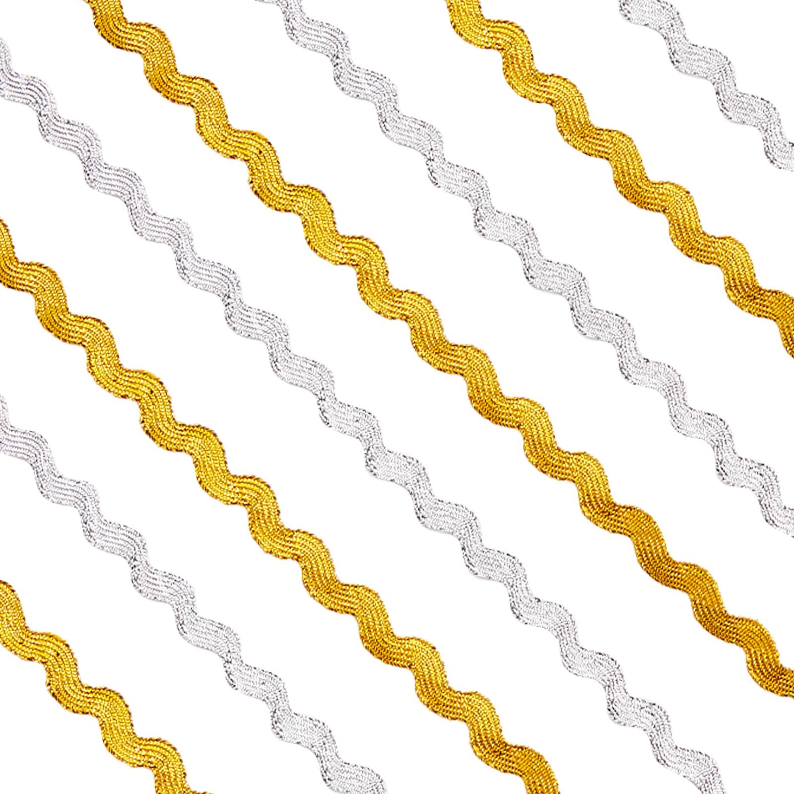 GORGECRAFT 50m 2 Colors RIC Rac Wavy Bending Ribbon Rick Rack Webbing Edge Fringe Trim Curved Lace Dress Accessories for Sewing Cloth Gift Wrapping DIY Making Home Party Decoration