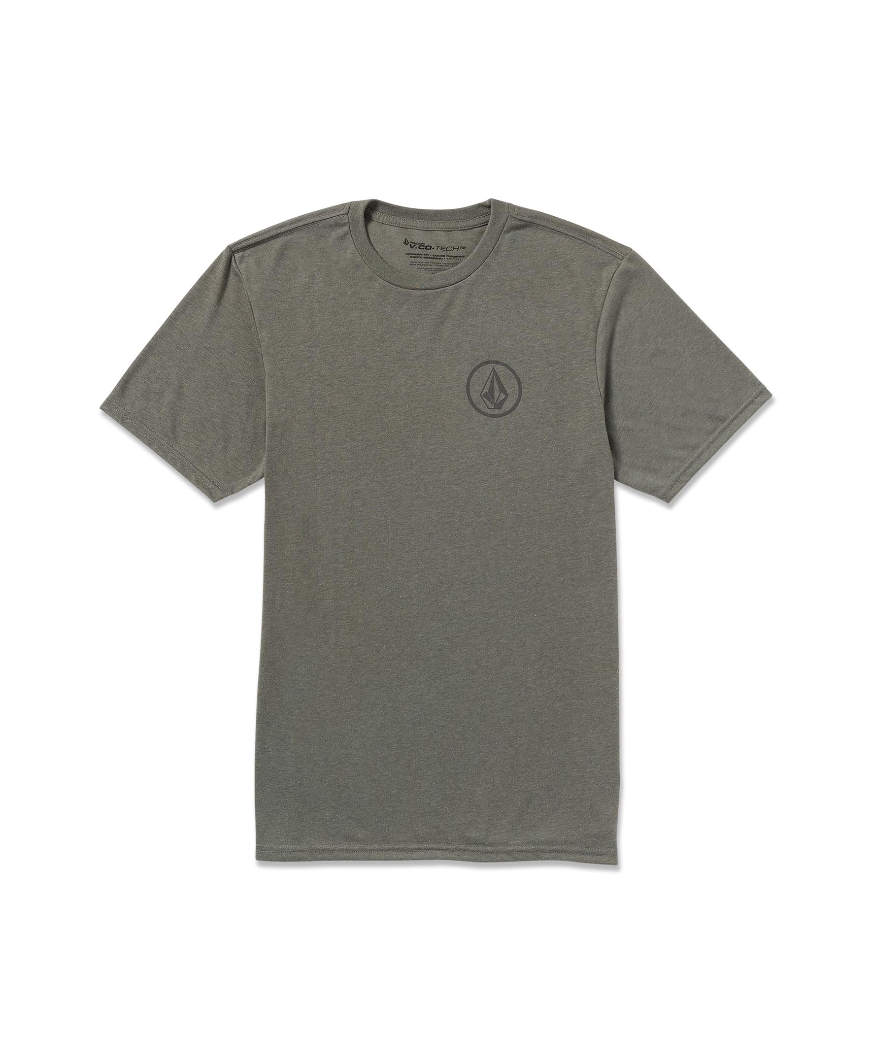 Volcom Men’s Stone Tech Short Sleeve Quick Drying Tee, Charcoal Heather Circle, Large