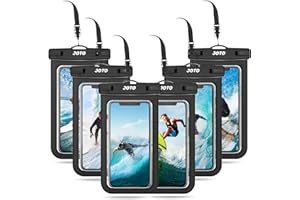 JOTO 6 Pack Universal Waterproof Phone Holder Pouch, IPX8 Underwater Case Cell Phone Dry Bag for iPhone 14 13 12 11 Pro Max Plus XS XR X 8 7, Galaxy S21 S20 S10 S9 Note Pixel Up to 7.0"-Black