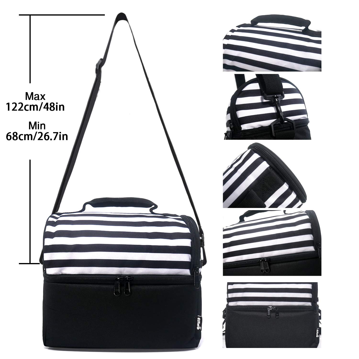 Putwo Sac Isotherme Repas 8l Sac Isotherme Marbre 2 Compartiments Sac Repas Bandouliere Sac Dejeuner Etanche Sac Isotherme Biberon Enfant Femme Homme Ideal Pour Pique Nique Ecole Voyage Travail Sports Et Loisirs