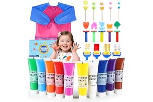 Washable Finger Paint for Toddlers, Non-Toxic Finger Paints, 10 Vibrant Colors (2fl oz), Baby Paint for Hand and Feet, Safe A