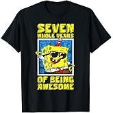Spongebob Seven Years of Being Awesome Boy 7th Birthday Gift T-Shirt