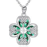 YAFEINI Four Leaf Clover Necklace 925 Sterling Silver Shamrock Pendant Necklace Clover Jewelry Lucky Gifts for Women