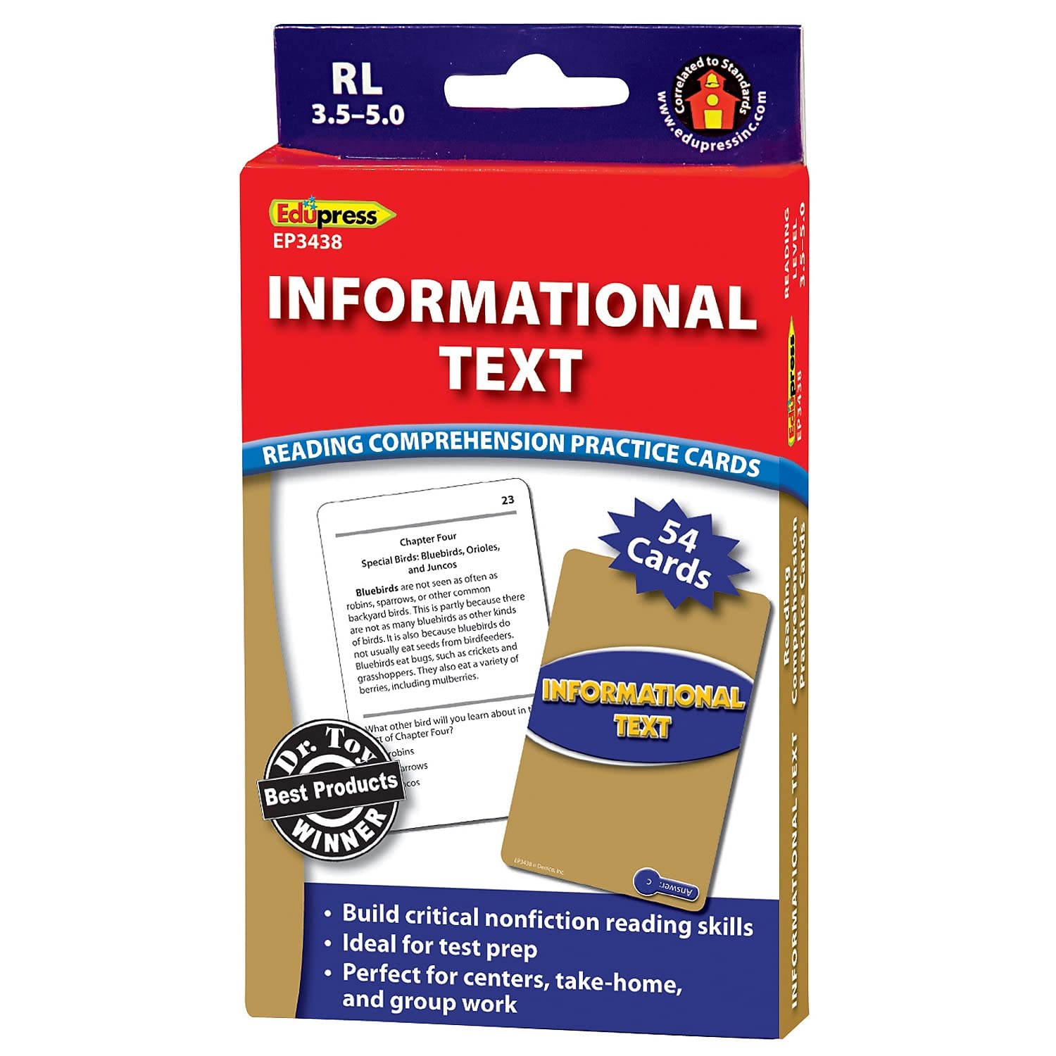 Edupress Reading Comprehension Practice Cards, Informational Text, Blue Level (EP63438) Medium — image 1