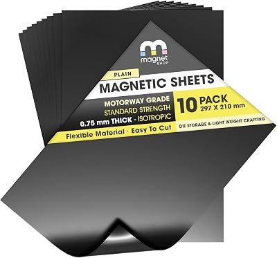 The Magnet Shop 10 x A4 0.85mm Plain Flexible Magnetic Sheets Strong Motorway