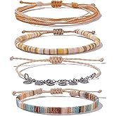 FANCY SHINY Waterproof String Anklets Boho Clay Beads Ankle Bracelets Cute Cloth Stainless Steel Coin Anklet Set Beach Summer Jewelry for Women