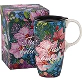 Topadorn 17oz Ceramic Travel Mug with Lid & Handle, Porcelain Coffee Cup with Gift Box, Dishwasher & Microwave Safe, for Latte,Tea, Cocoa, Milk, Home & Office