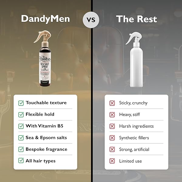 DANDYMEN SEA SALT SPRAY – LIGHTWEIGHT TEXTURE, VOLUME, AND FLEXIBLE HOLD WITH EPSOM SALT & PRO-VITAMIN B5 (8.45 OZ, SAFFRON EMBER)