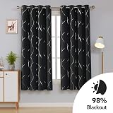 Deconovo Blackout Curtains Eyelet Room Darkening 52x84 Inch Silver Wave view 2