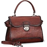 Genuine Leather Purses and Handbags for Women Vintage Real Leather Shoulder Bag Crossbody Purses Satchel Bag with Strap