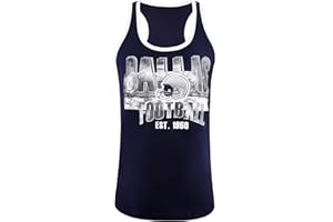 Geneisteck Womens Football Fans Athletic City Vest Sporty Tank Tops Shirts - White & Navy