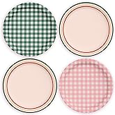 xo, Fetti Camp Gingham Paper Plates - 24 pk, 9" | Bachelorette Decorations, Camp Bride, Getting Lit + Getting Hitched, Gingham Birthday Party, Glamping Baby Shower Supplies, Cool Cake Plates