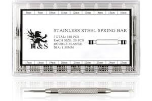 H&S Watch Band Pins & Link Removal Repair Tool Kit - Stainless Steel Watch Replacement Tool Kit with Case - 360pcs -Watch Strap Spring Bars for Men & Women Watches