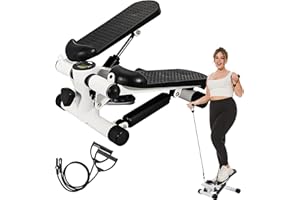 LITLUCIS Steppers for Exercise at Home, Mini Stepper 330lb Weight Capacity Stepper, Height Adjustable Mini Stepper with Resistance Band, Pneumatic Stepper with Resistance Ultra Quiet
