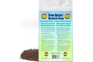 Brown Mustard Microgreen Seeds | Moutarde Brune Graines de Micropousses | Organic & Non-GMO | Net Wt. 200 Grams (Approx. 64,0