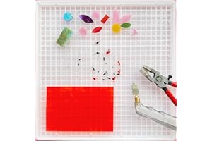 PALJOLLY Stained Glass Cutting Mat with Tray, Great for Scoring and Cutting Glass, Catching Glass Shards in Grids, Removable Double-layer Design, Easy to Clean, Stained Glass Cutting Tools Supplies(12''x12'')
