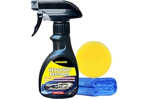 SHIELDOM Headlight Restorer Instant Oxidation, Yellowing & Stain Removal Cloudy Headlamp Restoration Clean & Renew Headlights Back to Like New, Portable Cleaner Spray for All Cars Lamps - 6.8oz/200ml