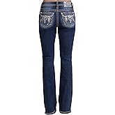 Miss Me Women's Silver Longhorn Embellished Pockets Mid-Rise Bootcut Jeans