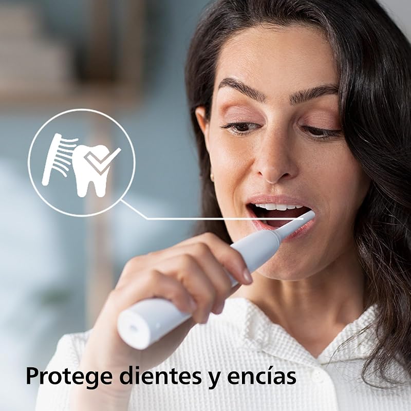 Sonicare 4100 Cepillo dental eléctrico, para adultos, con 1 cabezal de cepillado sónico, W2 Optimal White en blanco, estuche de viaje compacto y cargador USB, modelo HX3683/33