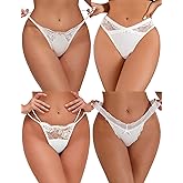 Lncozun Sexy Lace G-String Thongs for Women Panties Underwear Stretch T-back Cheeky Tangas Low Rise Lingerie Briefs