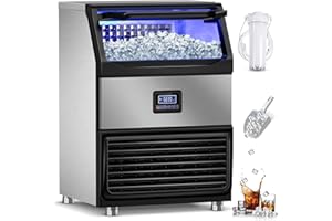 RAPSUAR Commercial Ice Maker Machine, 350Lbs/24H with 75Lbs Storage Bin, 108Pcs Ice Cubes 8Mins, Freestanding Large Ice Machine with Water Filter and Ice Scoop for Home Bar Office Restaurant