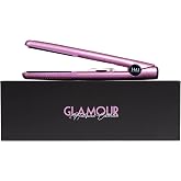 HAI 1 Inch Tri-Diamond Flat Iron - Dual Voltage Hair Straightener - Up to 450F for All Hair Types - Professional Fast Heating &amp; Auto Shut-Off After 60-Minutes - Glitter Pink