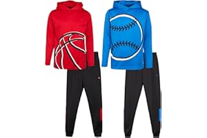 RBX Boys Tracksuit Set - 4 Piece Pullover Thermal Boys Hoodie Sweatshirt and Tricot Jogger Sweatpants Outfit (Sizes 8-12)