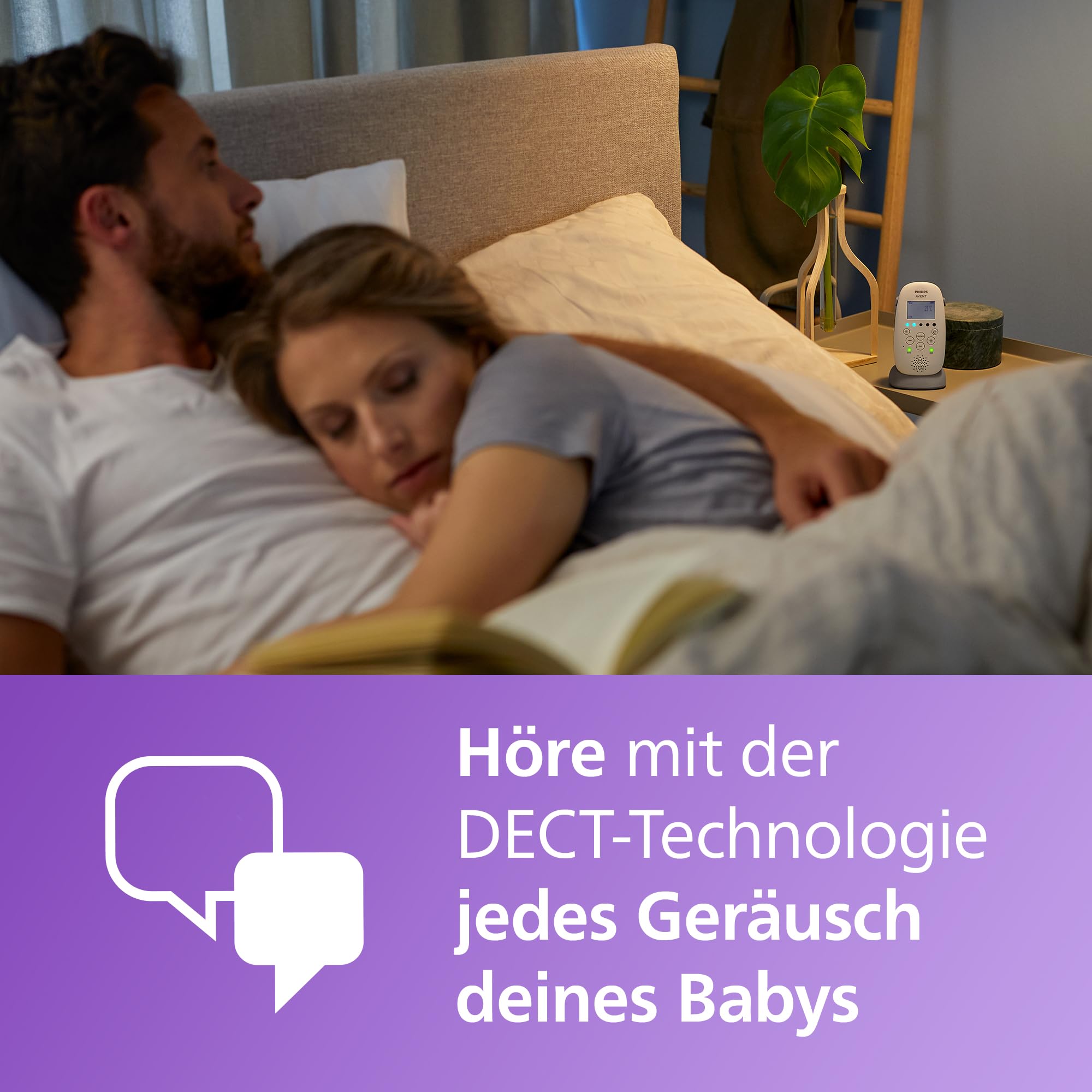 Philips AVENT Audio Babyphone, DECT-Technologie, Eco-Mode, Sternenhimmel, Gegensprechfunktion, Schlaf- und Nachtlieder, 18 Std. Laufzeit, maximale Reichweite, weiß (Modell SCD733/26) 3