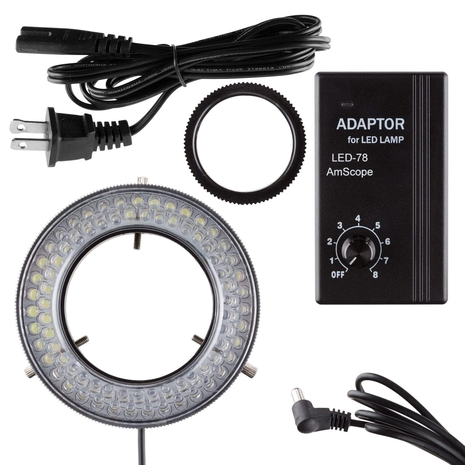 AmScope - 78-LED Microscope LED Ring Light with Controller - LED-78