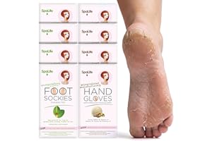 SpaLife Moisturizing Hand Gloves and Foot Sockies Bundle - 4 Hand Gloves & 4 Foot Sockies Set for Hydrating Dry, Cracked Hands and Feet - Repairing Skincare Mini Gift Set