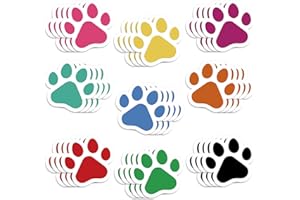 Weecent 36 Pcs Paw Prints Cutouts, 6 Inch Large Size Dog Paw Print Cut Out Bulletin Board Decorations for Kids Educational School Classroom Home Craft Wall Decor Party Favor Supplies (9 Colors)