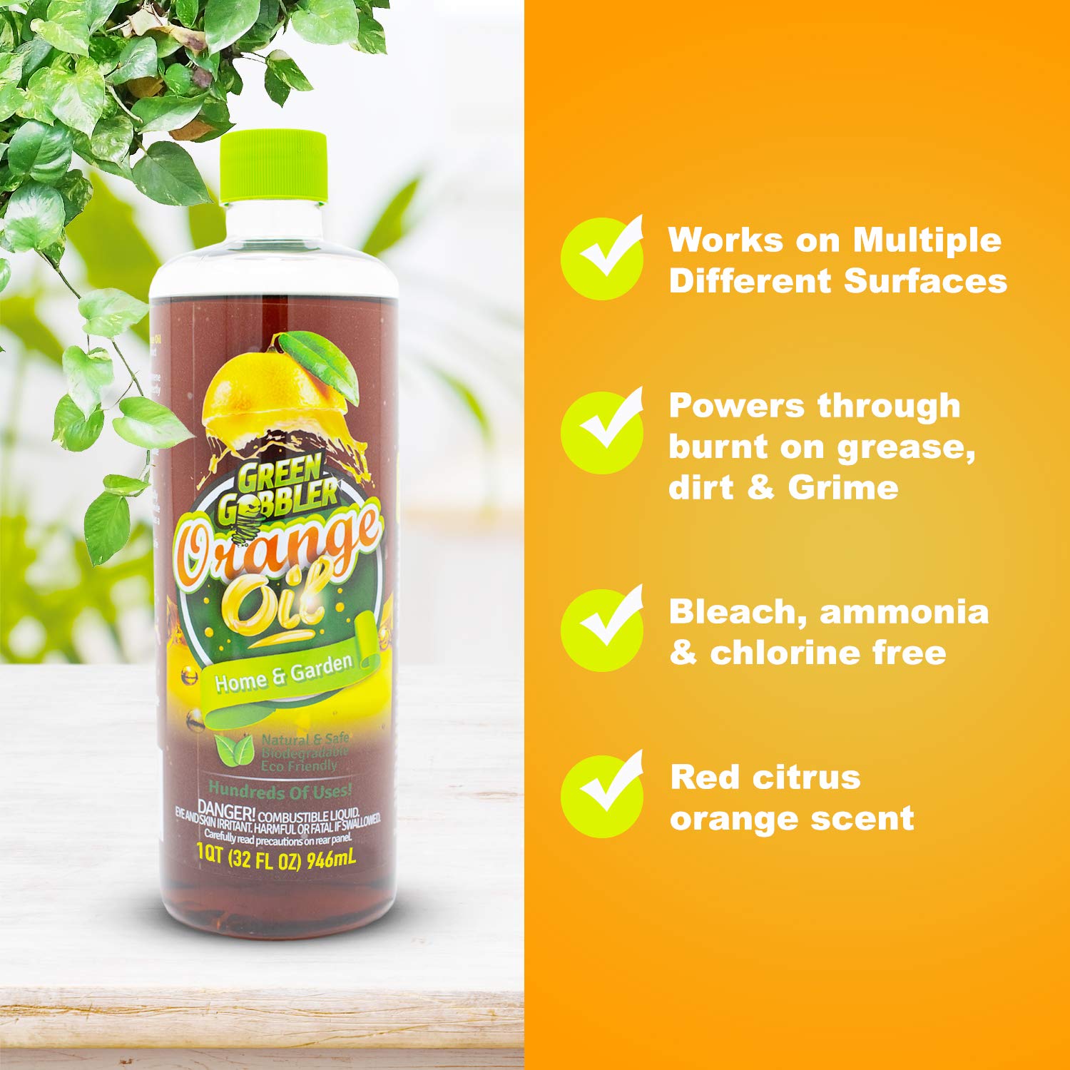 Pure Cold Pressed Orange Oil Concentrate 32 oz (DLimonene) by Green