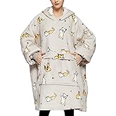 KFUBUO Wearable Blanket Hoodie for Adults Sherpa All Patterns Cat Oversized Sweatshirt Blanket with Pockets for Women
