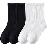 GOWAAW Women Lightweight Crew Socks, Durable Breathable Cotton, Hand-Linked Smooth Toe, Neutral Aesthetic Casual, Size 5-10