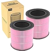 Air Purifier AP0601 Pollen/Pet Allergens Replacement Filters, 5-IN-1 with Activated Carbon, High-efficiency HEPA Filter, Pink, 2 Pack