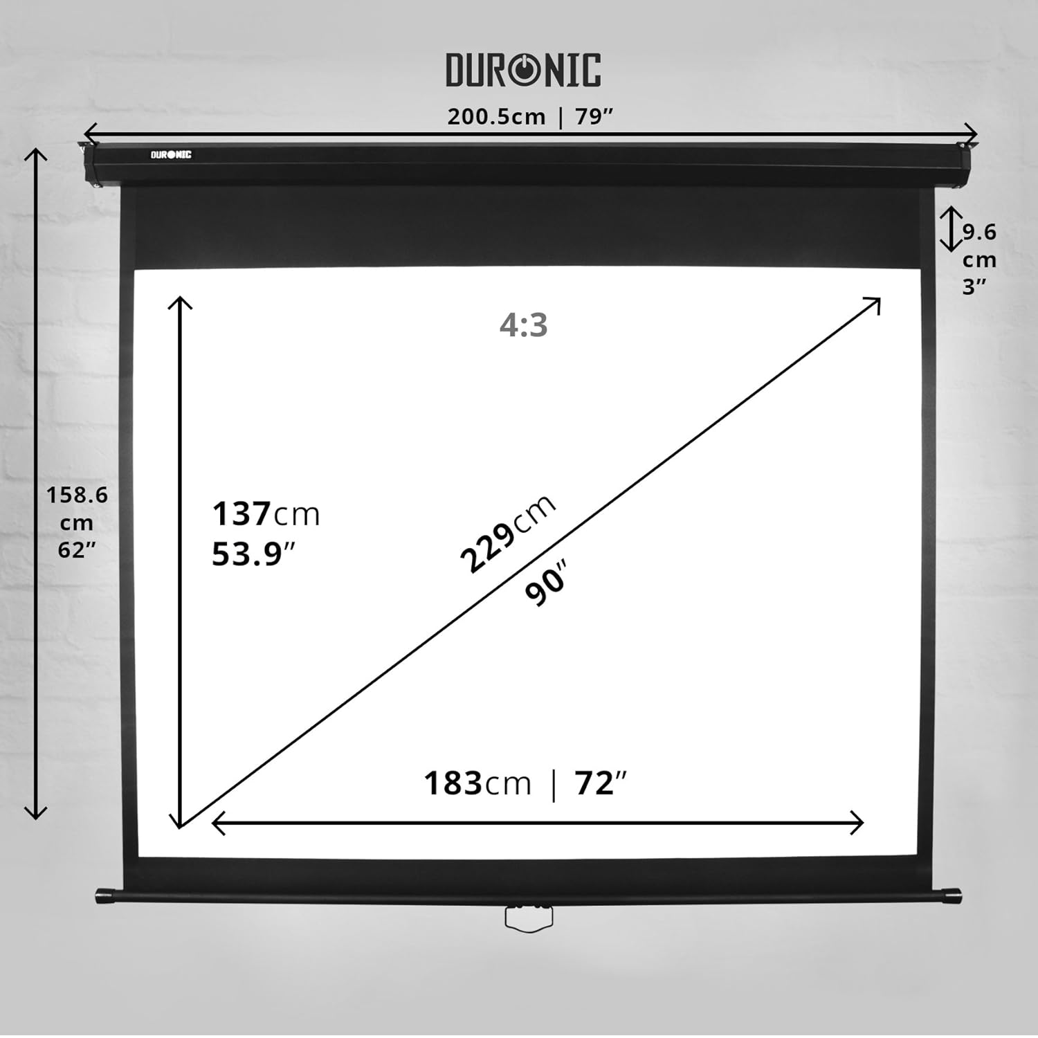 Duronic MPS90 /43 Pantalla de Proyección Enrollable Manual ...