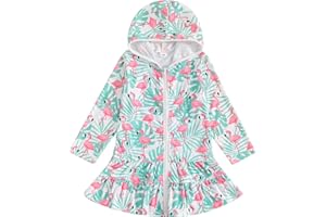 Mubineo Toddler Girl Long Sleeve Swimsuit Cute Beach Dress Floral Cover Ups Ruffle Bathing Suit Cover Up Kids Swimwear
