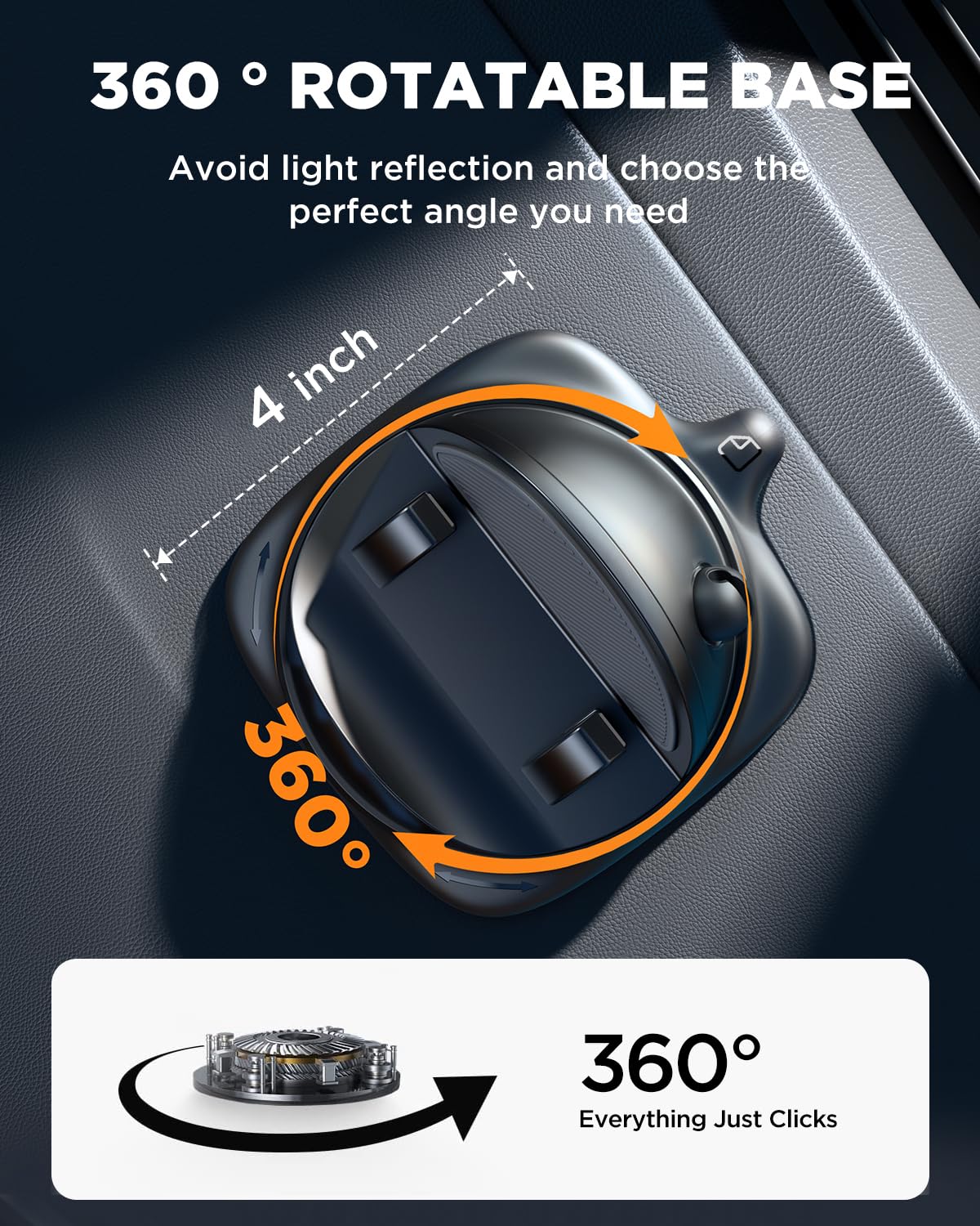 JOYROOM Phone Holders for Your Car, 360° Rotatable Cell Phone Car Mount Adjustable Spring Design Dashboard Phone Mount for Car, One-Hand Operation for iPhone 16 pro Samsung S25 All 4-7