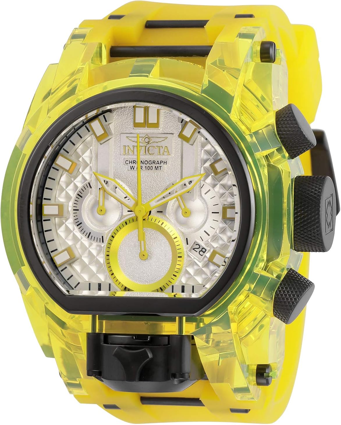 Amazon Com Invicta Men S Bolt Stainless Steel Quartz Watch With Silicone Strap Yellow 34 Model 29997 Watches
