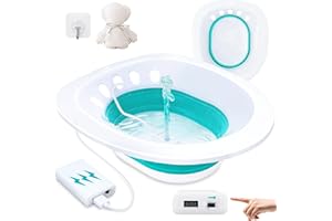 TINGHUI Electric Sitz Bath, Sitz Bath for Hemorrhoids, Sitz Bath for Toilet Seat, Sitz Bath for Postpartum Care, Sits Bath Kit for Women, Automatic Flushing, Foldable, Fits Universal Toilet
