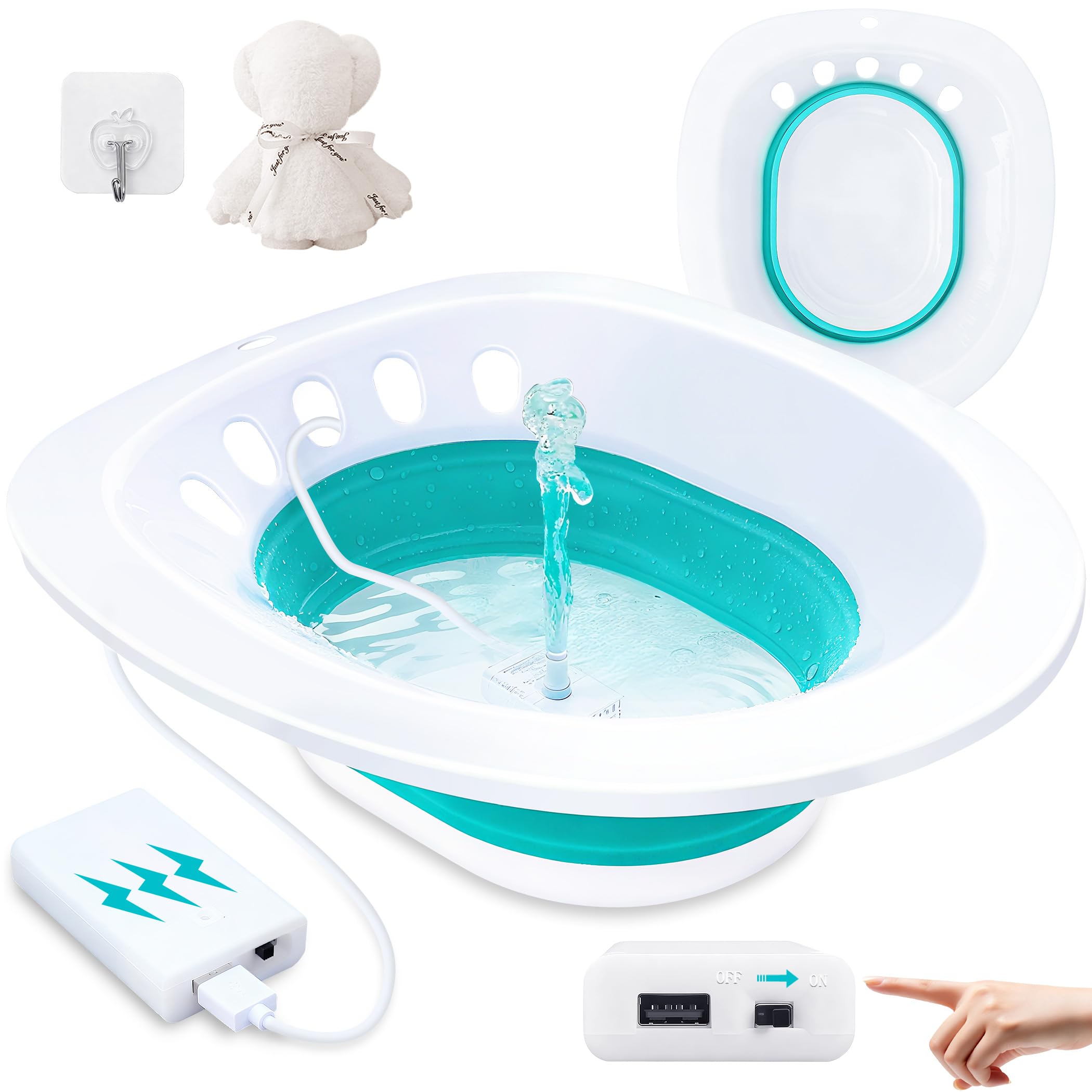 Photo 1 of Electric Sitz Bath, Sitz Bath for Hemorrhoids, Sitz Bath for Toilet Seat, Sitz Bath for Postpartum Care, Sits Bath Kit for Women, Automatic Flushing, Foldable, Fits Universal Toilet