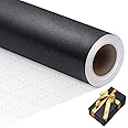 woric Black Wrapping Paper 17 Inch X 33 Feet Solid Color Matte Gift Wrapping Paper for Graduation Gifts, Birthday, DIY Bouquet, Wedding, Father's Day Gifts