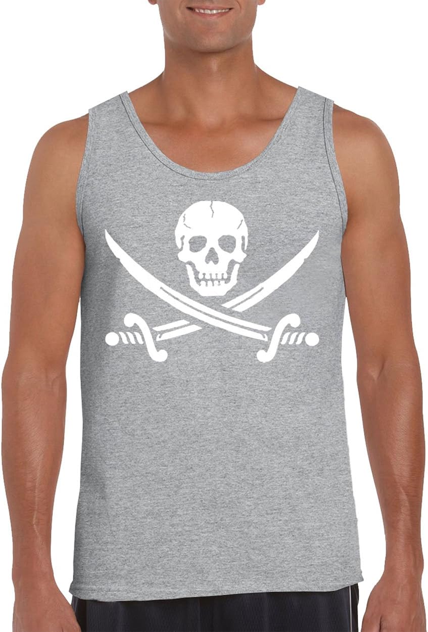 Jolly Roger Pirate Flag with Cross Swords Men's Tank Top Shirt for Men