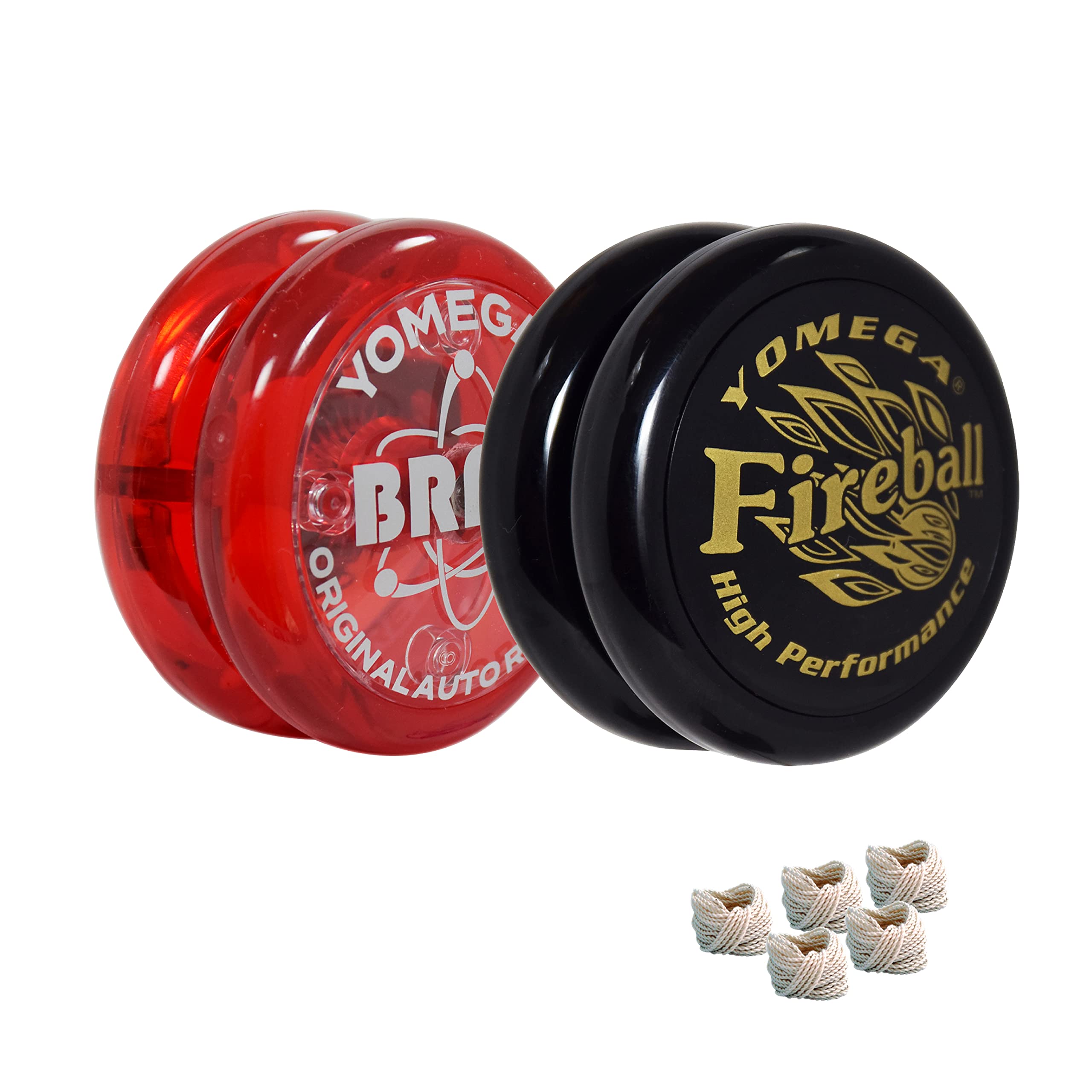 Yomega 2 Legendary Spinners The Original Yoyo with A Brain and Fireball Transaxle Yo-Yo for All Level String Trick Play +5 Extra Strings (Fireball Black-Brain Red) — image 1