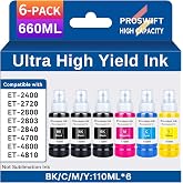 PROSWIFT Replacement for Epson 522 Ink Refill Bottles High Capacity | Use for EcoTank ET-2800 ET-2803 ET-2400 ET-4800 ET-2720 ET-2840 ET-3950 ET-3850 ET-2850 ET-4700 ET-15000 Printer 6 Bottles