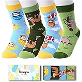 HAPPYPOP Sloth Socks for Kids - Funny Sloth Lover Gifts for Boys 4-6 Years Old, Cute Christmas Stocking Stuffers