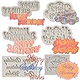 Sijiangmold Happy Birthday Silicone Molds Birthday Alphabet Fondant Silicone Mold Chocolate Molds Letters Silicone Fondant Cake Molds For Cake Decorating Cupcake Topper Polymer Clay Set Of 6